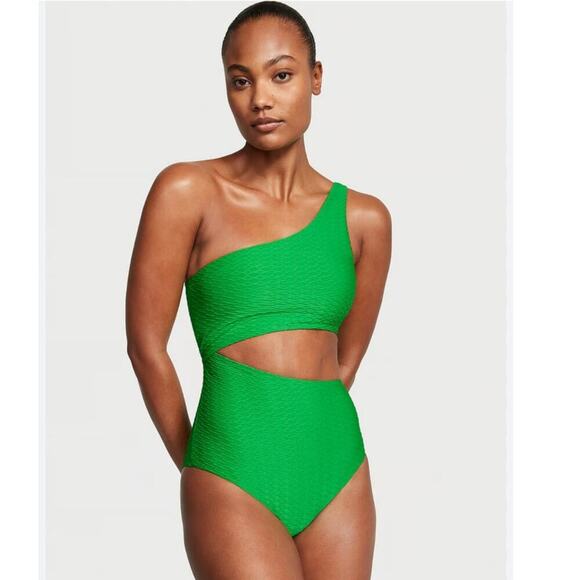 Victoria's Secret Swim Texture The Monokini One-Piece Bathing Suit XL Jade Green - Picture 1 of 7